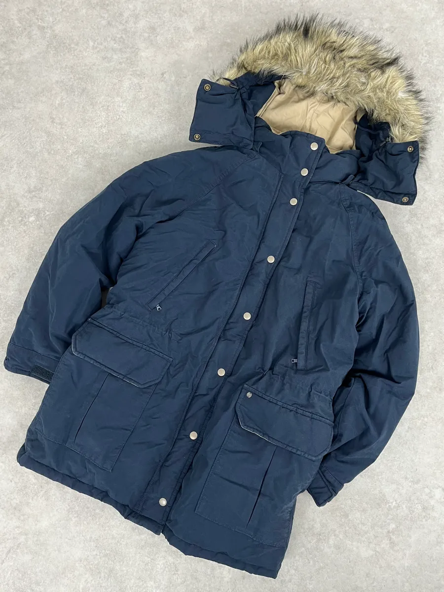 2000s Ralph Lauren Denim & Supply Fur Hood Puffer Parka Navy Jacket - Image 5