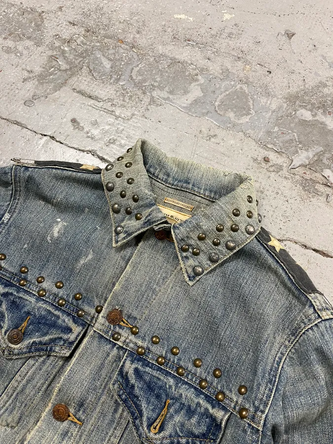 2000s Ralph Lauren Denim & Supply Pins Studded USA Flag Denim Jacket - Image 6