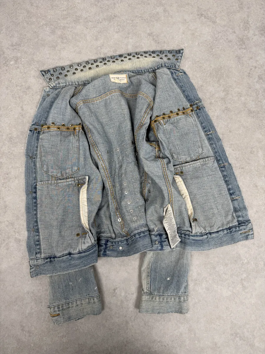 2000s Ralph Lauren Denim & Supply Pins Studded USA Flag Denim Jacket - Image 8