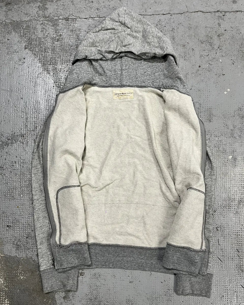 2000s Ralph Lauren Grey American Flag Distressed Zip Hoodie - Image 10