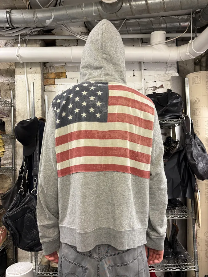 2000s Ralph Lauren Grey American Flag Eroded Sweater