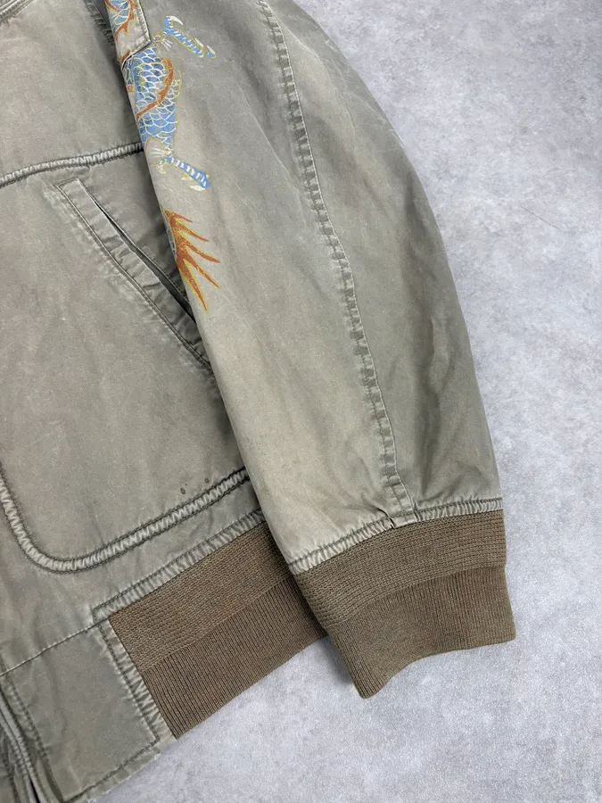 2000s Ralph Lauren Khaki Military Tiger Bomber Jacket - Image 8
