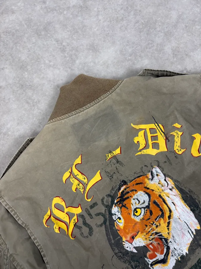 2000s Ralph Lauren Khaki Military Tiger Bomber Jacket - Image 9