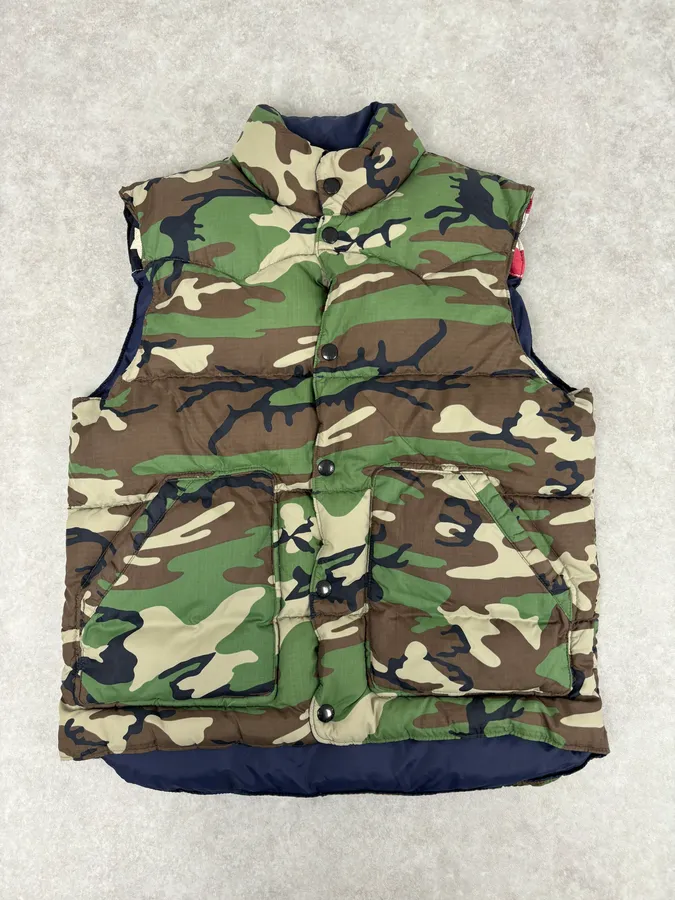 2000s Ralph Lauren Navy & Camo Reversible USA FLAG Puffer Vest - Image 2