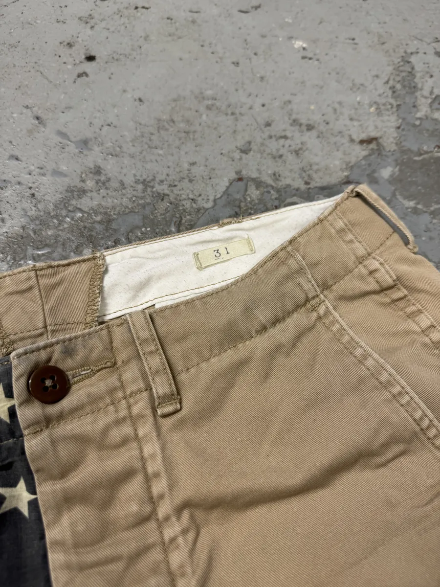 2000s Ralph Lauren USA Distressed Flag Beige Shorts - Image 8