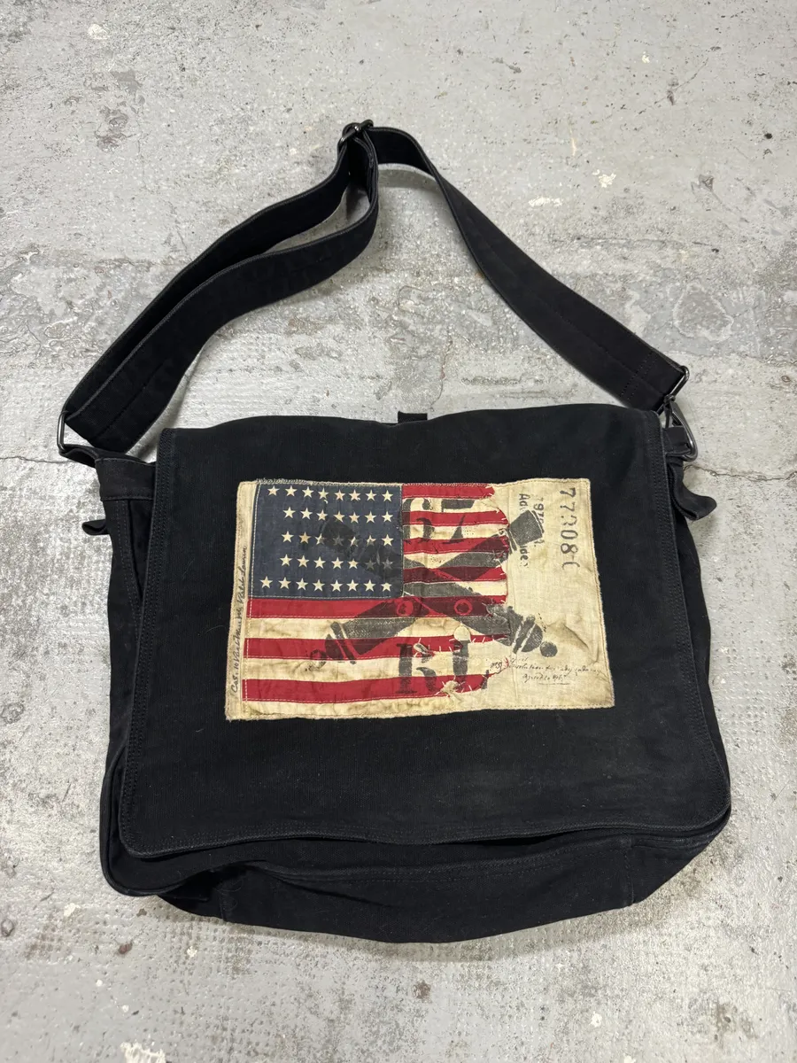 2000s Ralph Lauren USA Flag Black Shoulder Bag