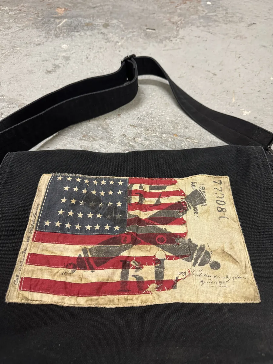 2000s Ralph Lauren USA Flag Black Shoulder Bag - Image 4