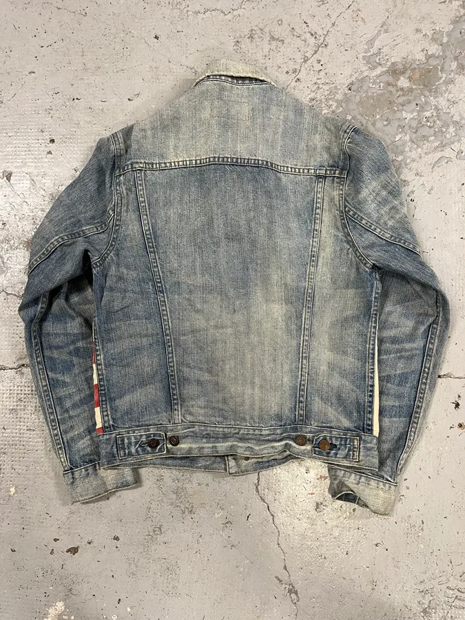 2000s Ralph Lauren USA Flag Blue Faded Denim Jacket - Image 5