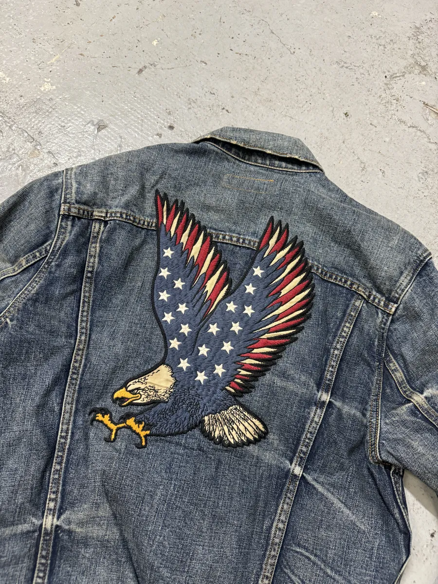 2000s Ralph Lauren USA Flag Eagle Denim Jacket - Image 8