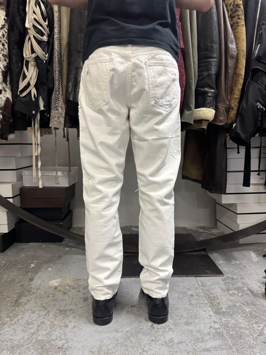 2000s Ralph Lauren White Distressed Slim Denim Jeans - Image 4