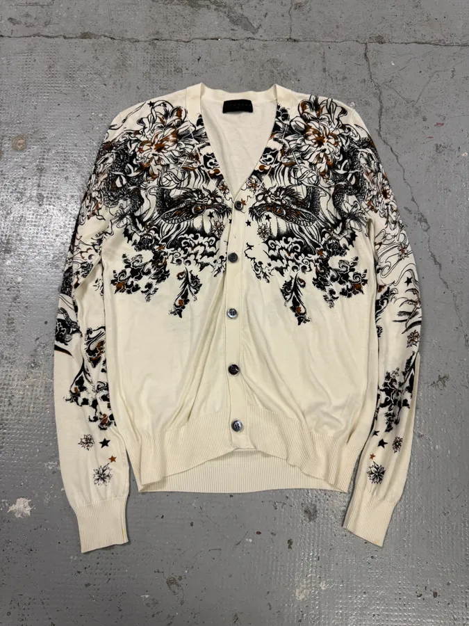 2000s Richmond Dragon Fantasy White Cardigan