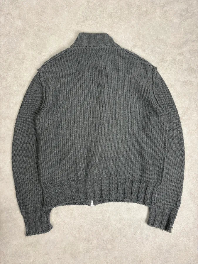 2000s Richmond Grey Wool Asymetrical Zip-Up Sweater - Image 6