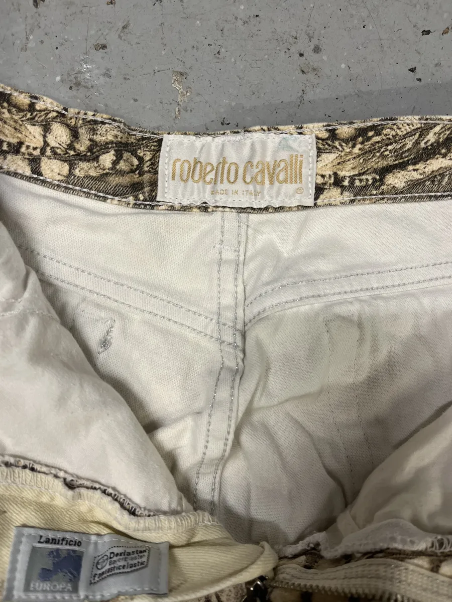 2000s Robero Cavalli Beige Feathers Pants - Image 9