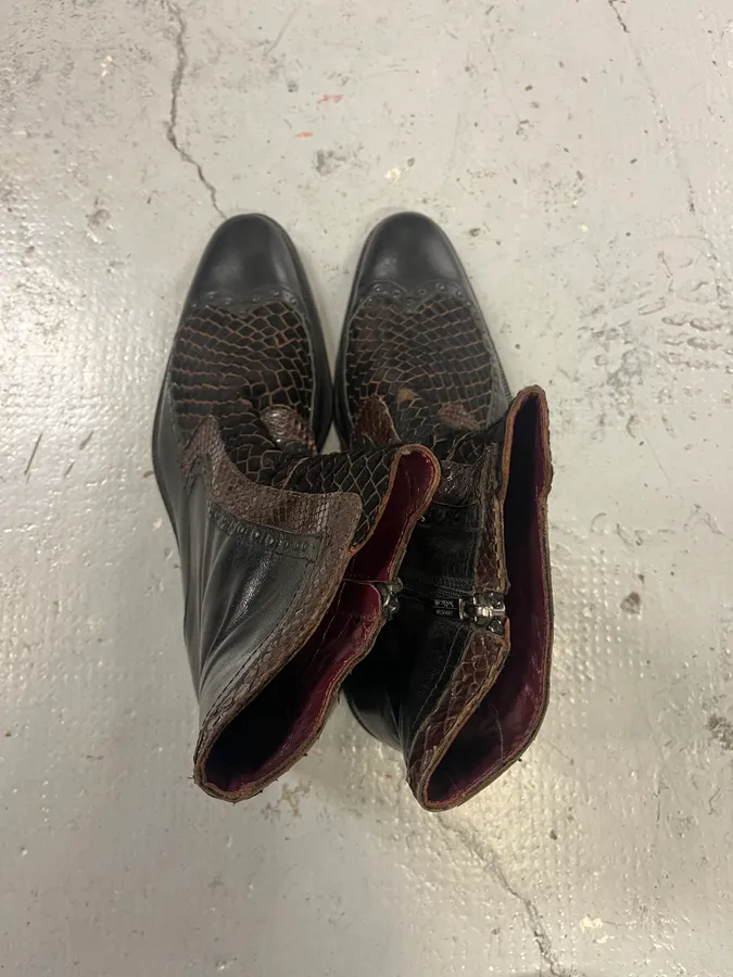 2000s Roberto Boticelli Python & Pony Hair Leather Brown Boots - Image 6