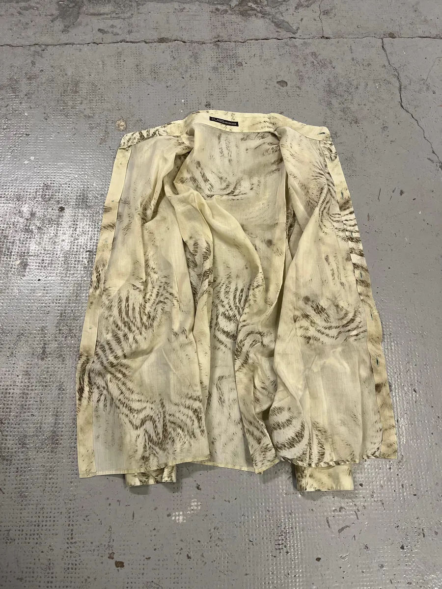 2000s Roberto Cavalli Beige & Black Zebra Shirt - Image 8