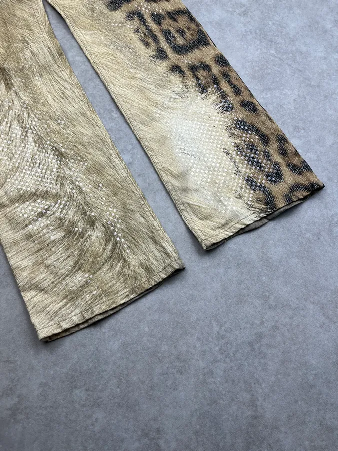 FW2001 Roberto Cavalli Beige Leopard Fury Effect Pants - Image 7