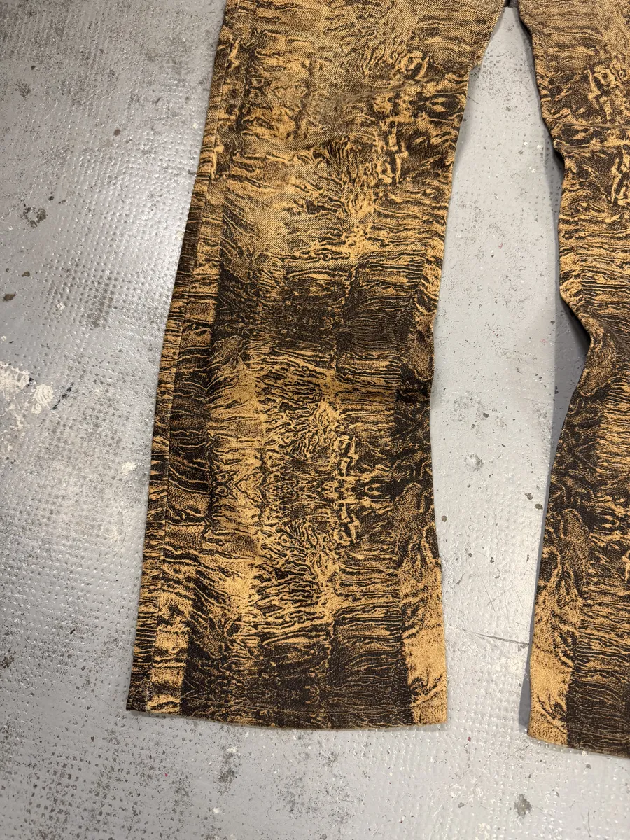 2000s Roberto Cavalli Beige Marble Eroded Effect Pants - Image 4