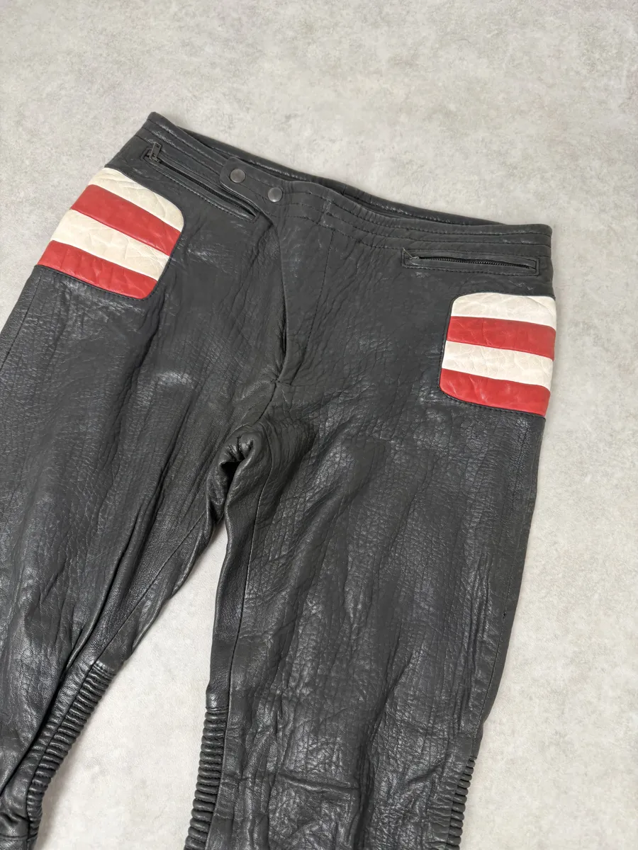 2000s Roberto Cavalli Biker Grain Black Leather Pants - Image 10