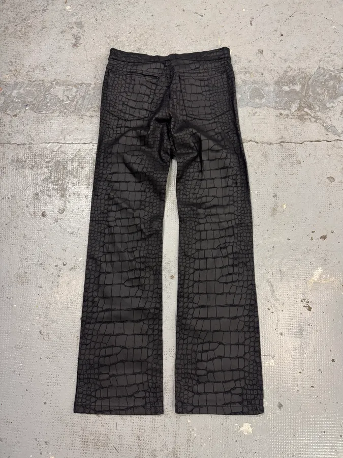 2000s Roberto Cavalli Black Crocodile Effect Obscure Pants - Image 5