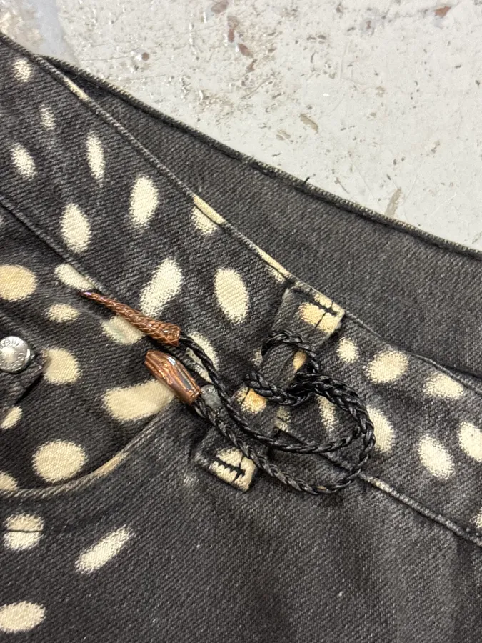 2000s Roberto Cavalli Black Denim Polka Dot Jeans - Image 8