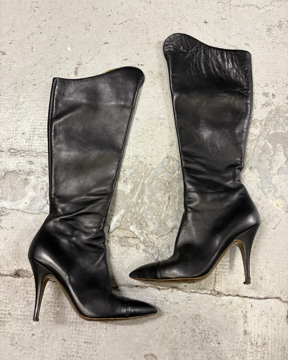 2000s Roberto Cavalli Black Leather Ankle Boots