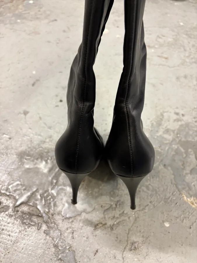 2000s Roberto Cavalli Black Leather Ankle Boots - Image 5