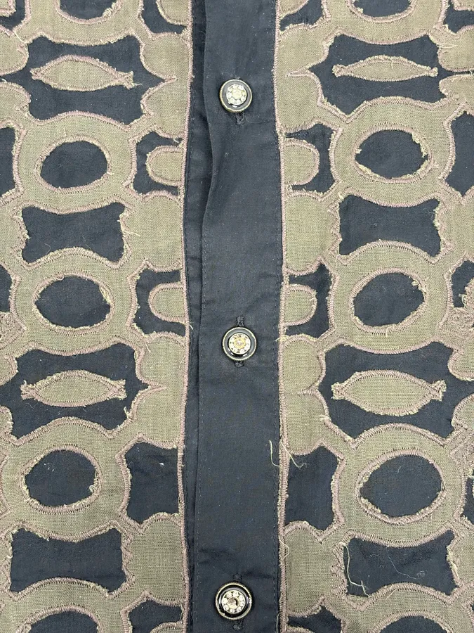 2000s Roberto Cavalli Black Mafia Khaki Shirt - Image 8