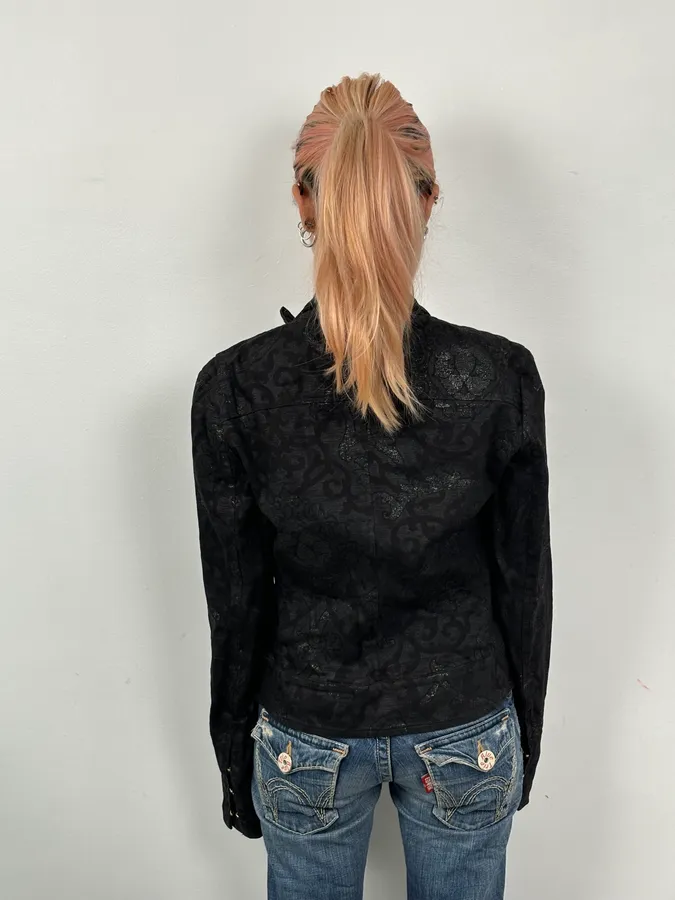 2000s Roberto Cavalli Black Obscure Damask Jacket - Image 3