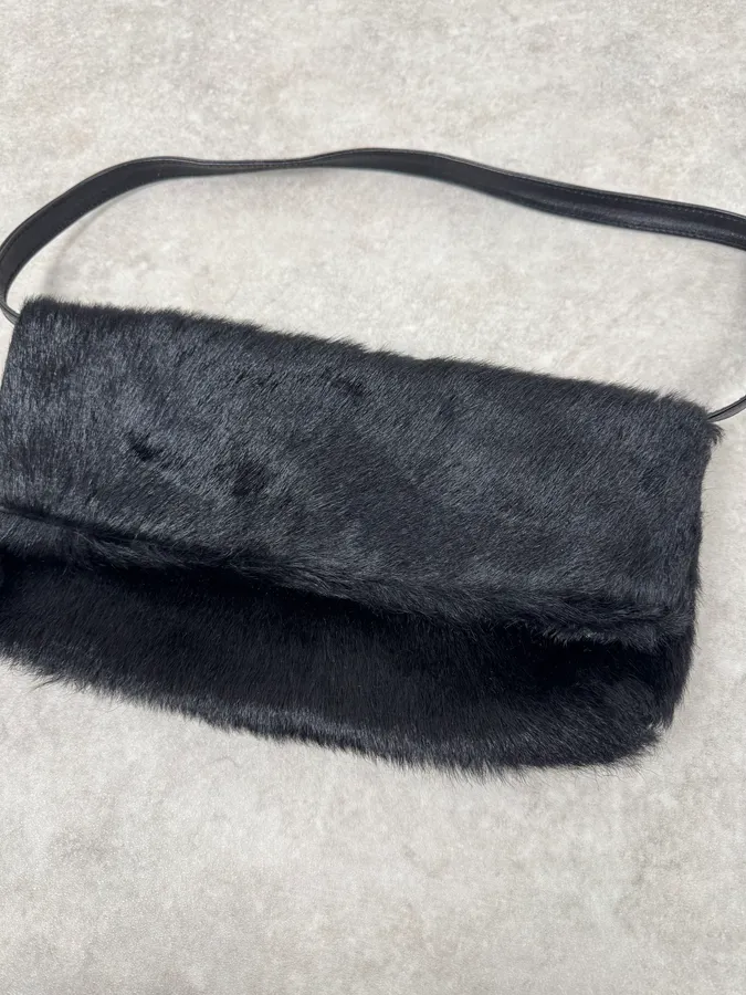 2000s Roberto Cavalli Black Pony Hair Fur Leather Handle Bag - Image 2