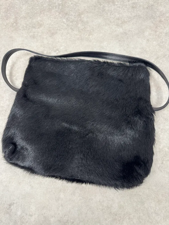 2000s Roberto Cavalli Black Pony Hair Fur Leather Handle Bag - Image 4