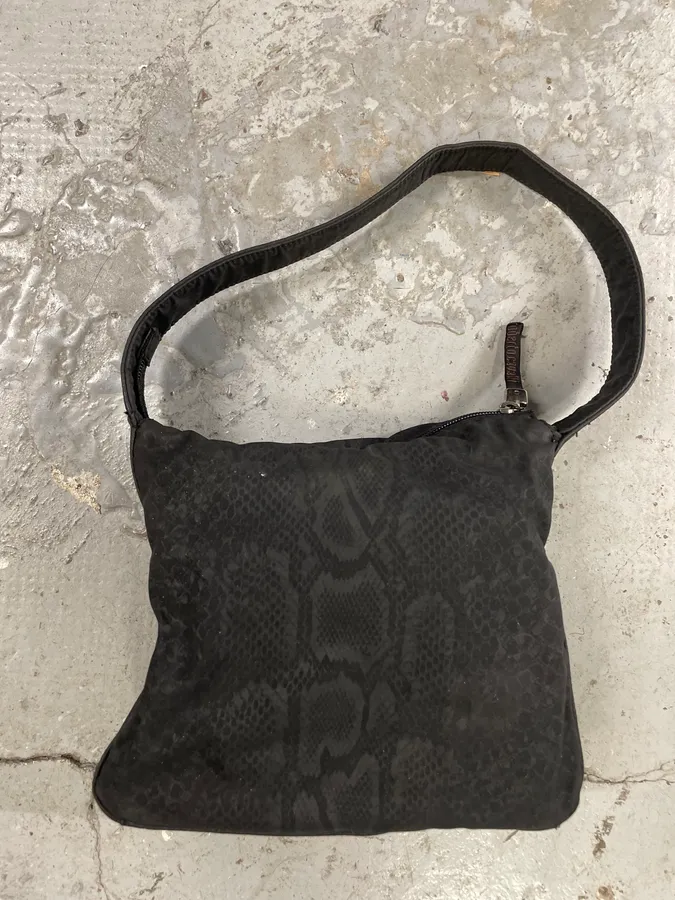 2000s Roberto Cavalli Black Python Print Handle Bag - Image 2