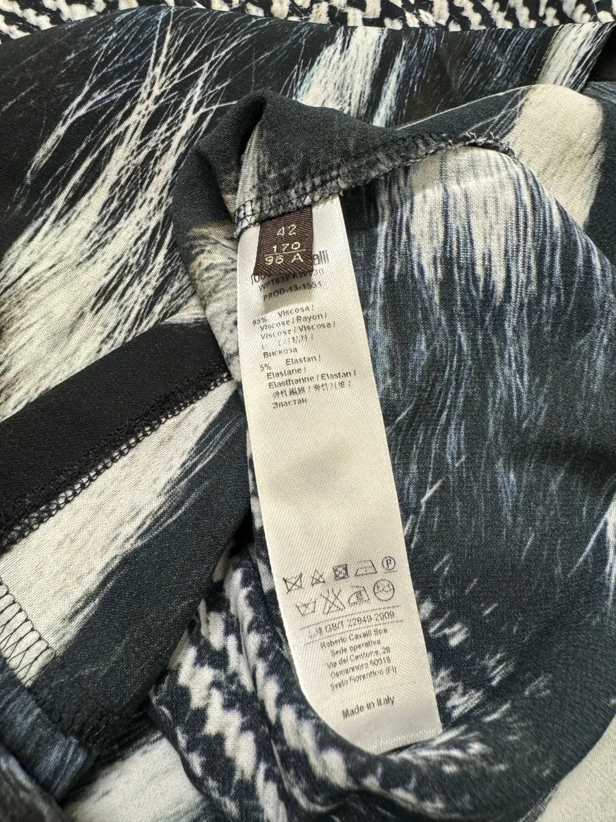 2000s Roberto Cavalli Black & White Long Fur Print Longsleeves - Image 6