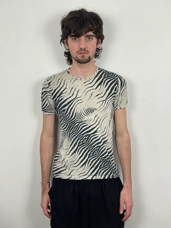 2000s Roberto Cavalli Black & White Zebra T-Shirt - Image 2