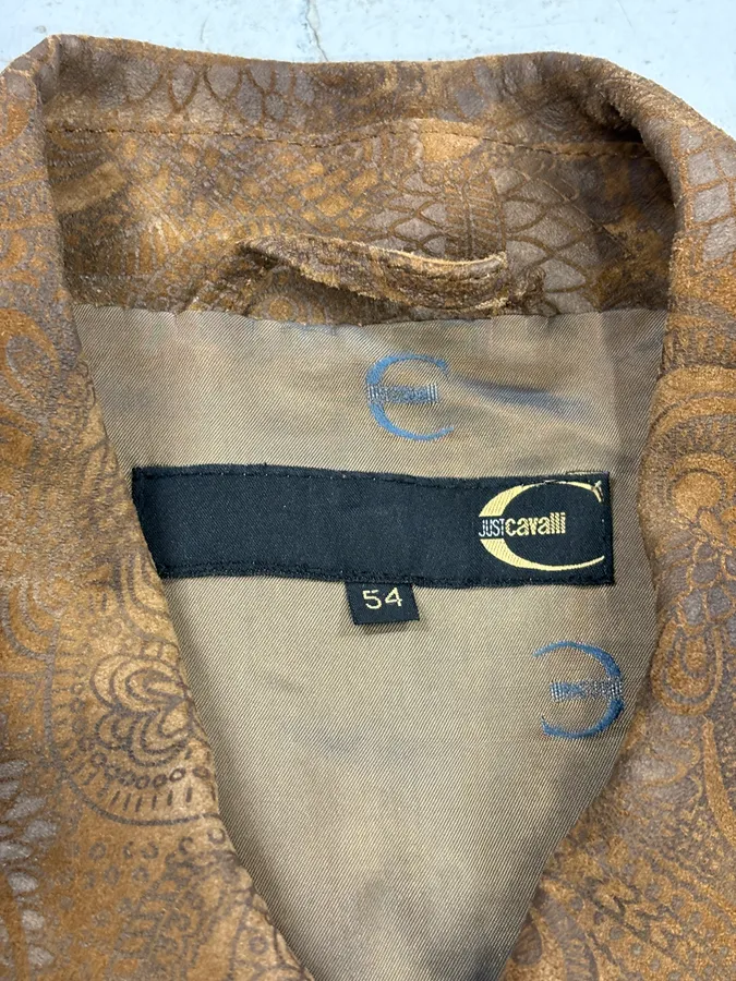 2000s Roberto Cavalli Brown Asian Dragon Leather Biker Jacket - Image 11