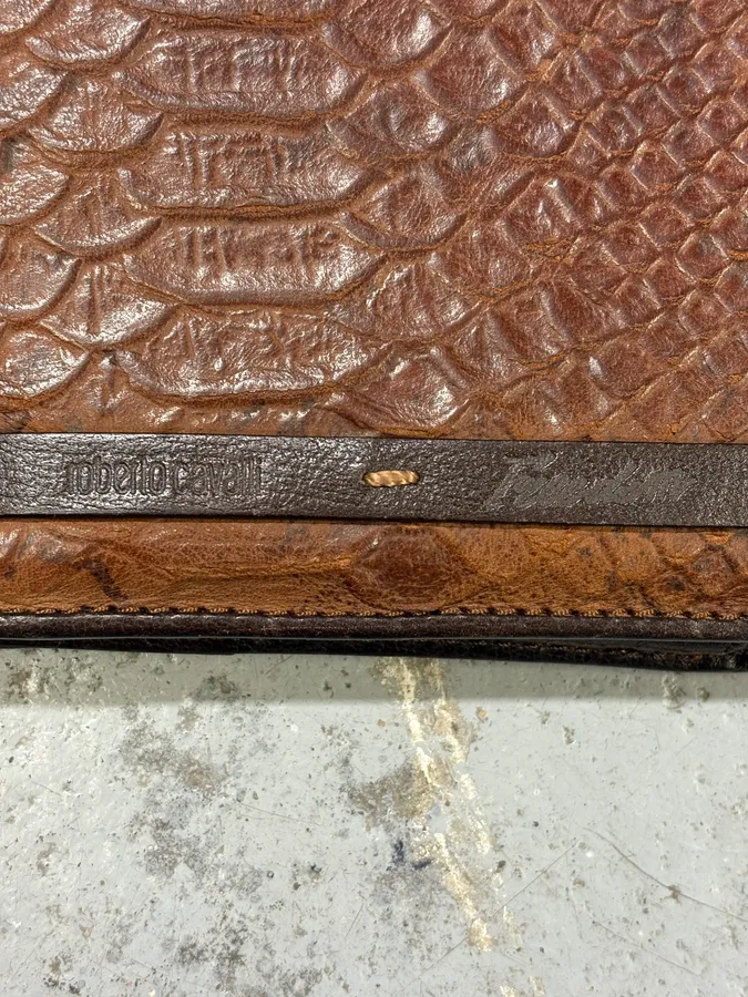 2000s Roberto Cavalli Brown Crocodile Effect Leather Wallet - Image 5