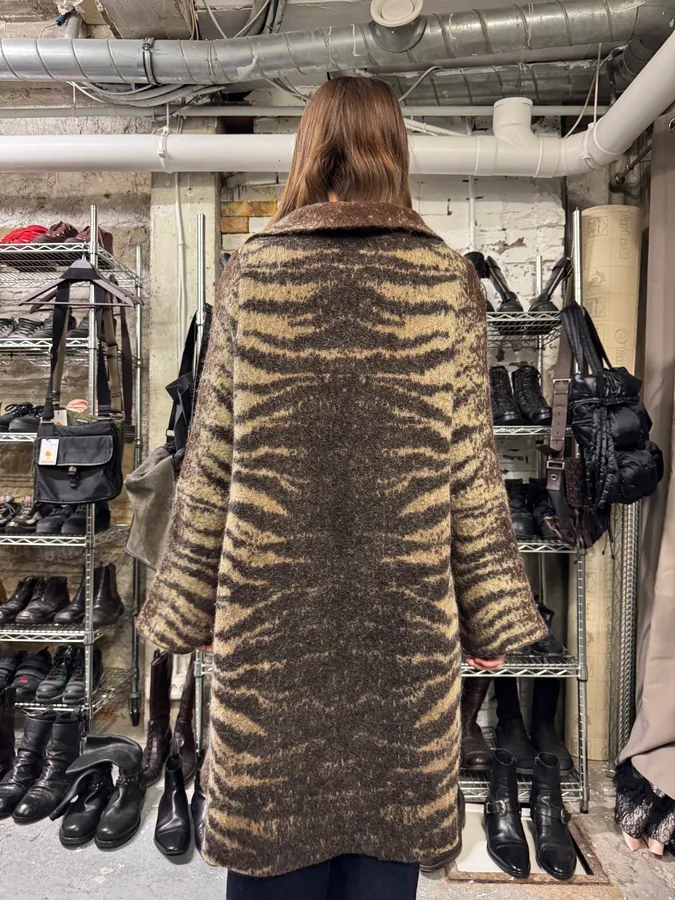2000s Roberto Cavalli Brown Electric Safari Long Mohair Cardigan - Image 3