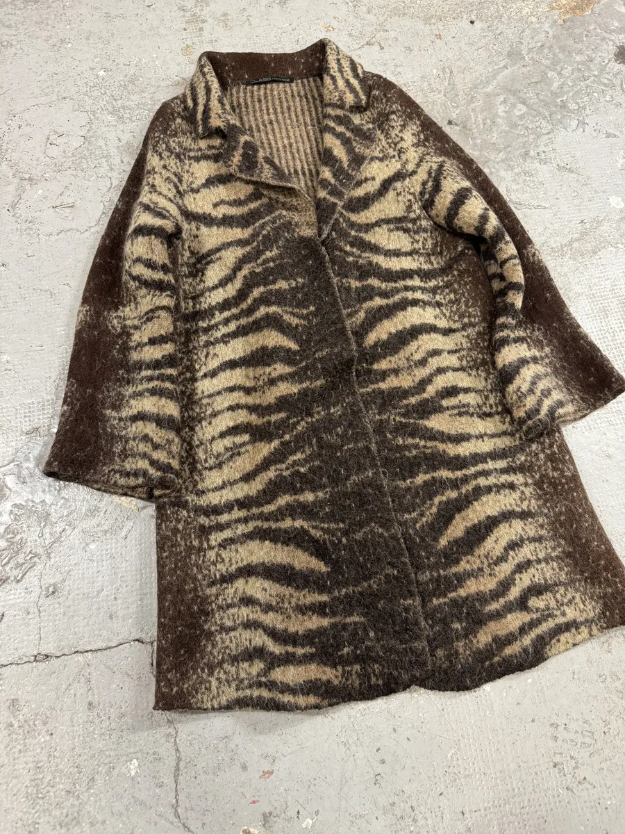 2000s Roberto Cavalli Brown Electric Safari Long Mohair Cardigan - Image 5