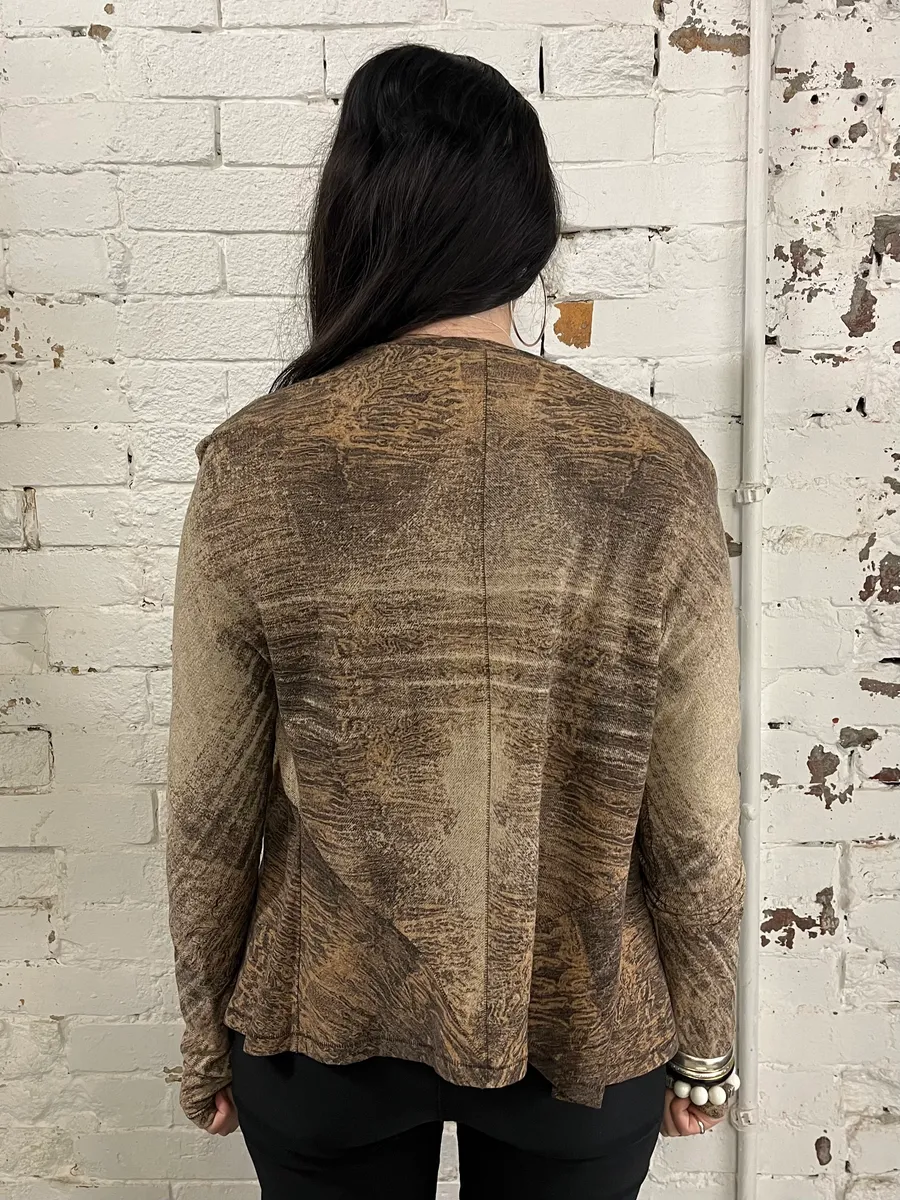 2000s Roberto Cavalli Brown Eroded Effect Cardigan - Image 4