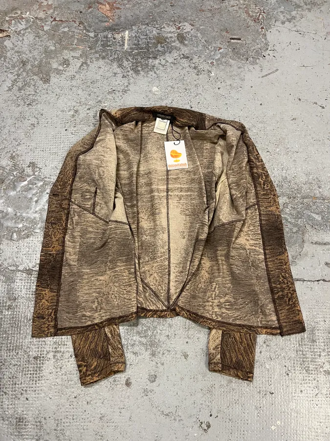 2000s Roberto Cavalli Brown Eroded Effect Cardigan - Image 5