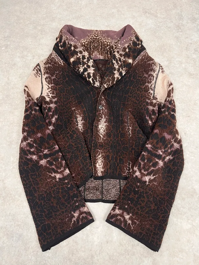 2000s Roberto Cavalli Brown Leopard Gradient Cardigan