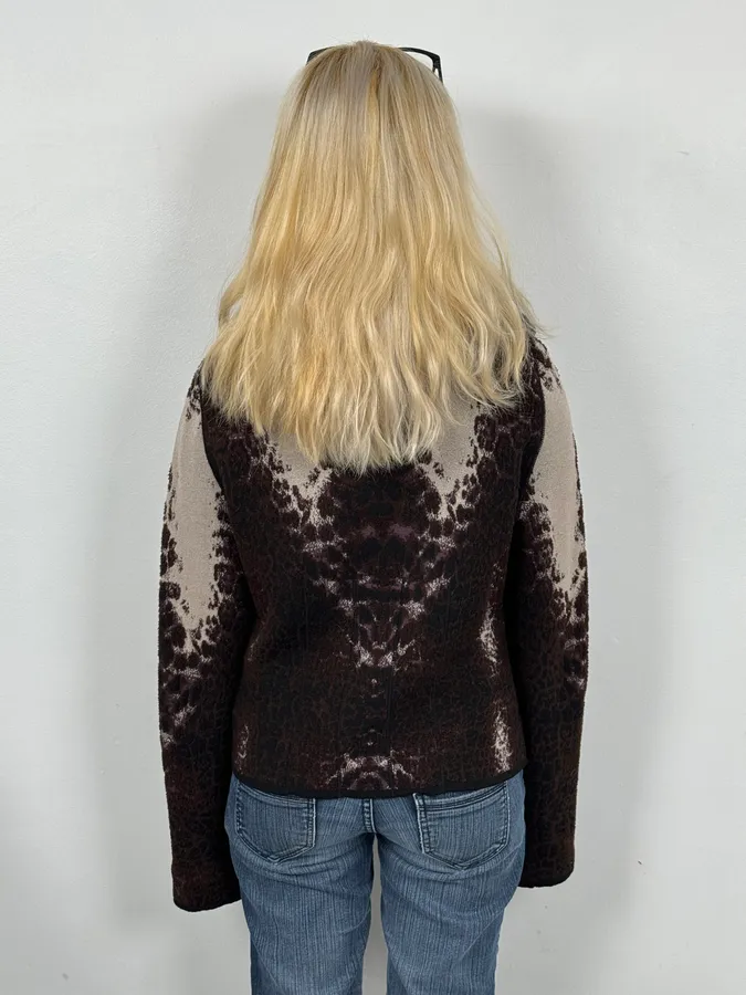 2000s Roberto Cavalli Brown Leopard Gradient Cardigan - Image 3