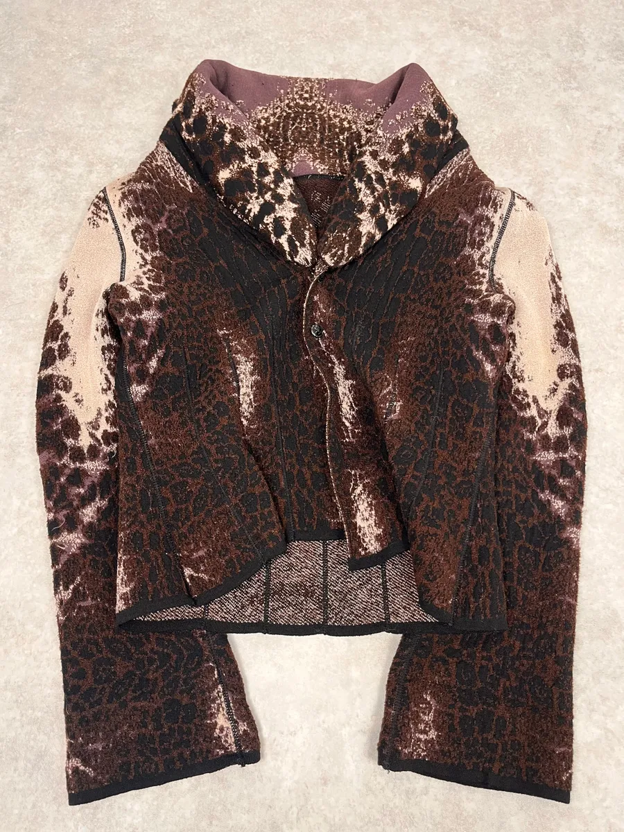 2000s Roberto Cavalli Brown Leopard Gradient Cardigan - Image 4