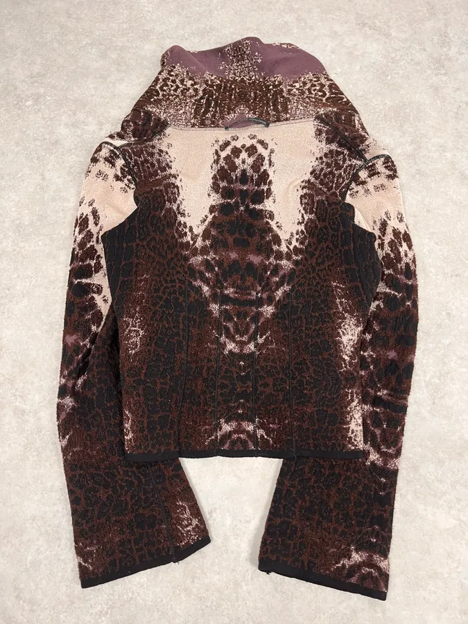 2000s Roberto Cavalli Brown Leopard Gradient Cardigan - Image 6