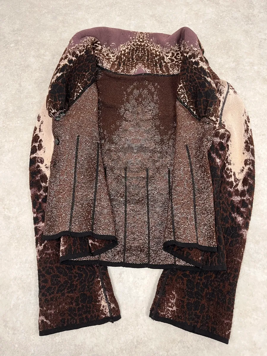 2000s Roberto Cavalli Brown Leopard Gradient Cardigan - Image 7