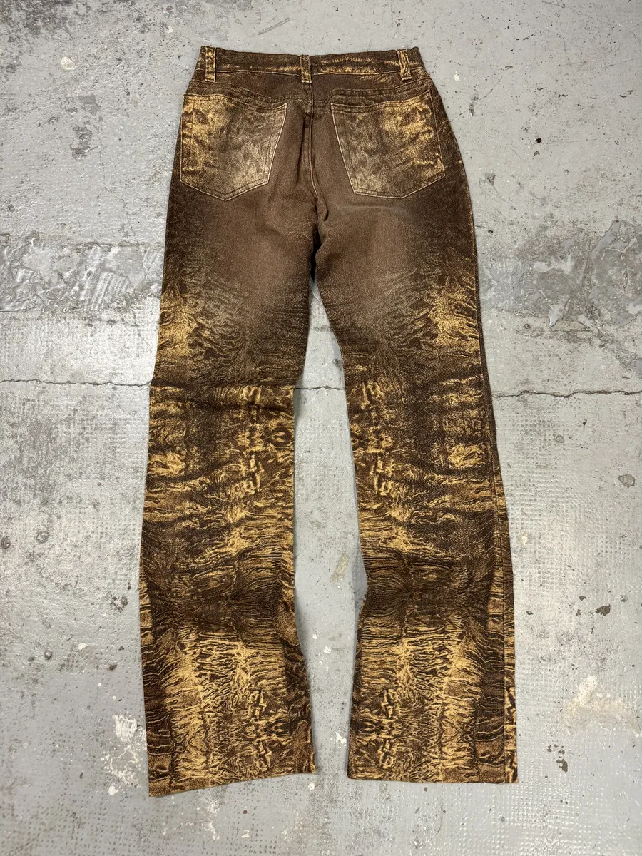 2000s Roberto Cavalli Brown Marble Effect Pants - Image 2