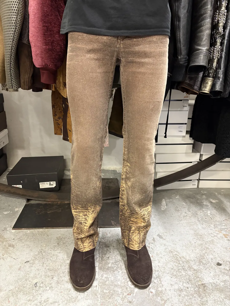 2000s Roberto Cavalli Brown Marble Effect Pants - Image 3