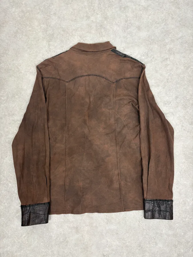 2000s Roberto Cavalli Brown Premium Leather Shirt - Image 6