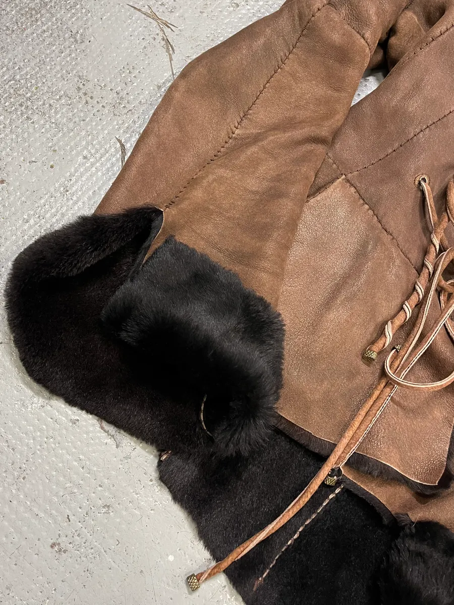 2000s Roberto Cavalli Brown Shearling Jacket - Image 6