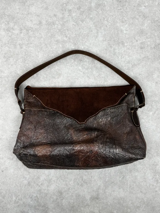 2000s Roberto Cavalli Brut Brown Leather Handle Bag - Image 5