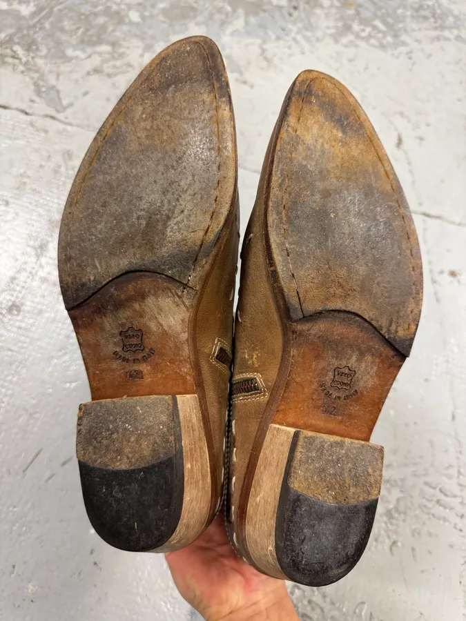 2000s Roberto Cavalli Camel Beige Leather Western Boots - Image 7